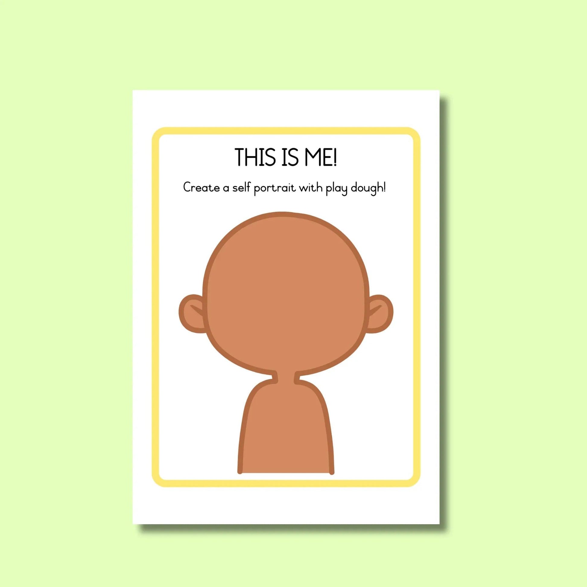 Classroom self-portrait play dough activity printable with blank face template for kids