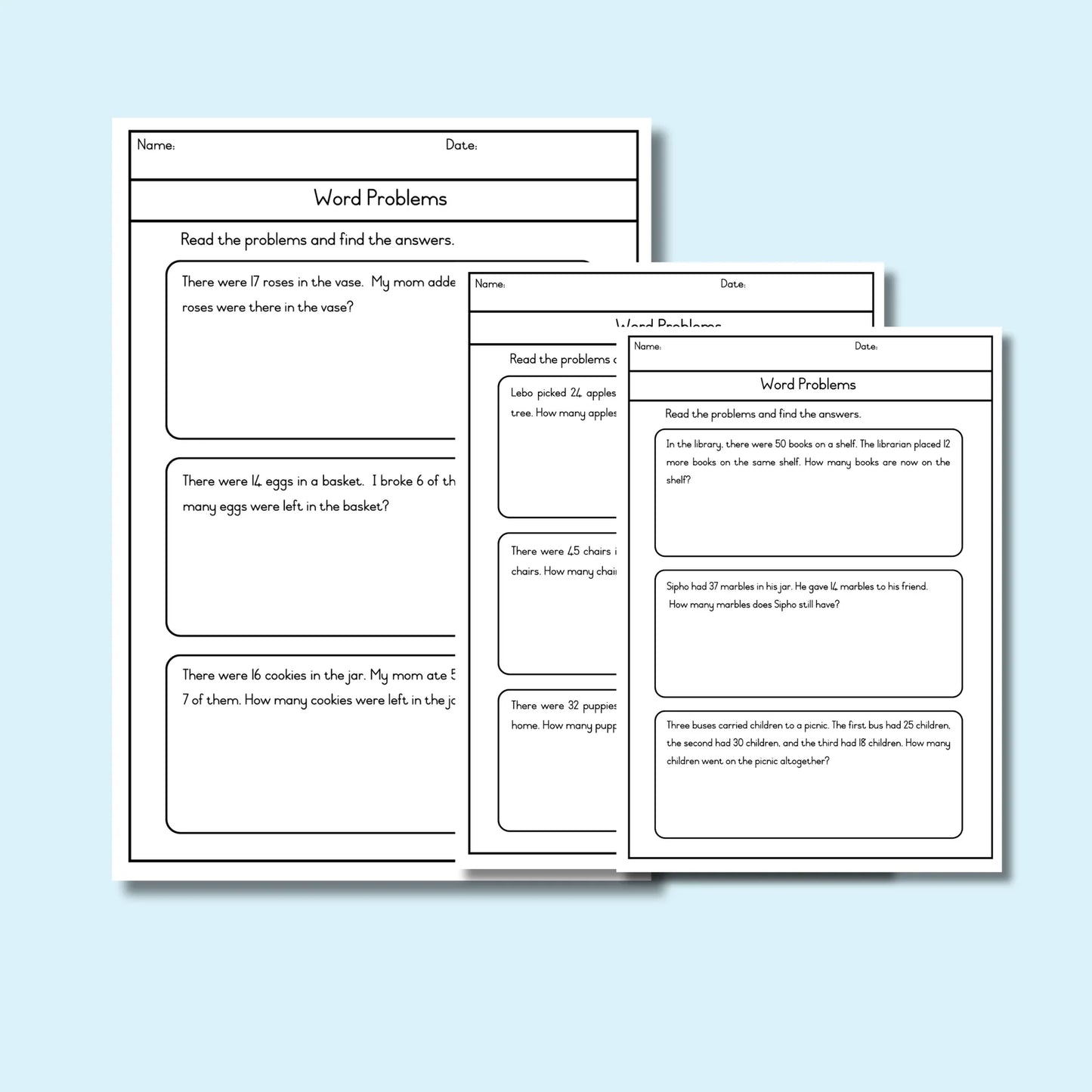 Word Problems Worksheets