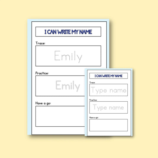 Printable I can write my name worksheet for kids, name tracing and handwriting practice