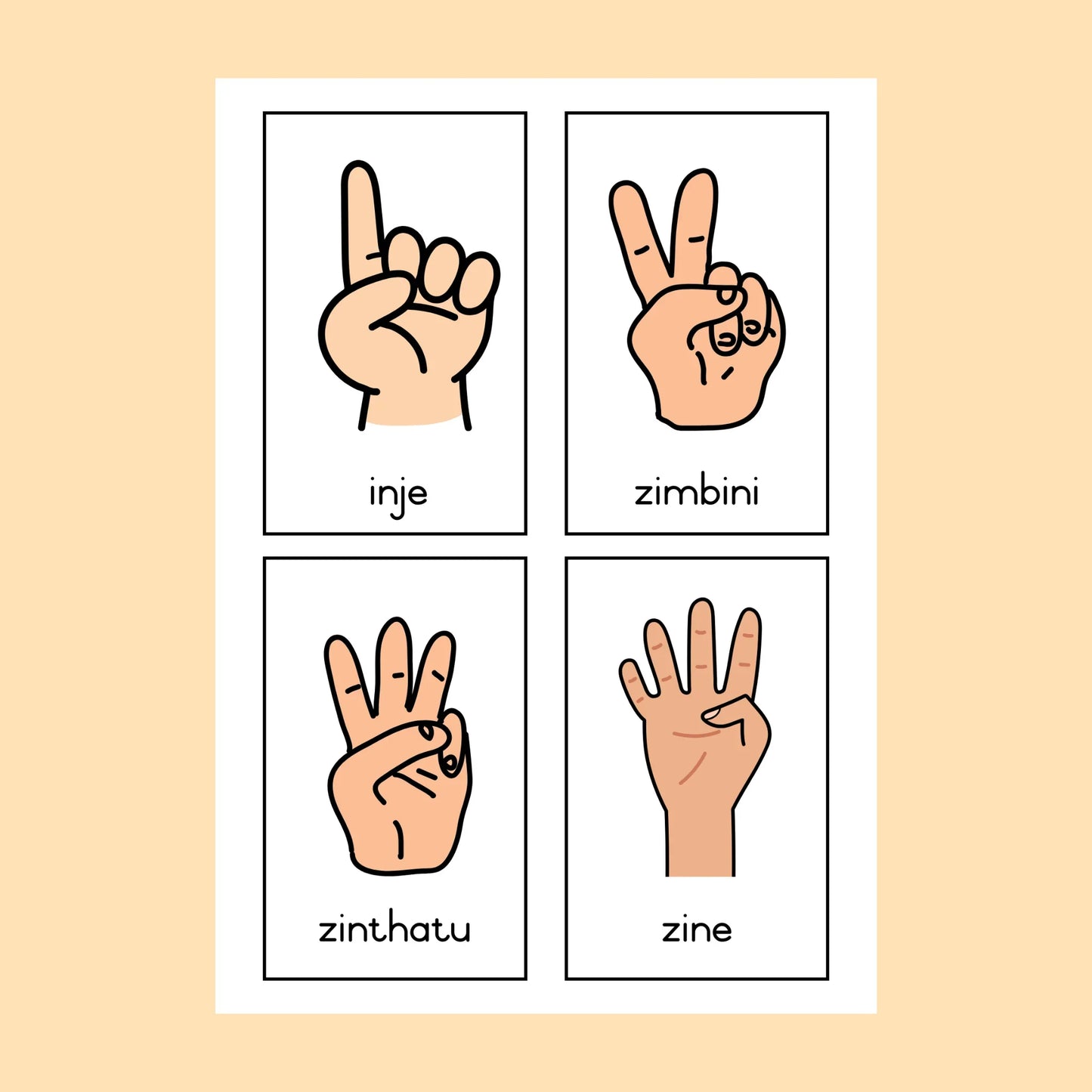 isiXhosa Display Cards (numbers, colours, vocabulary)