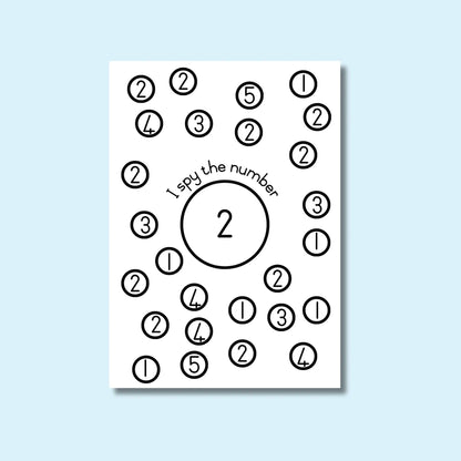 I spy number 2 worksheet for preschool classroom number recognition activity