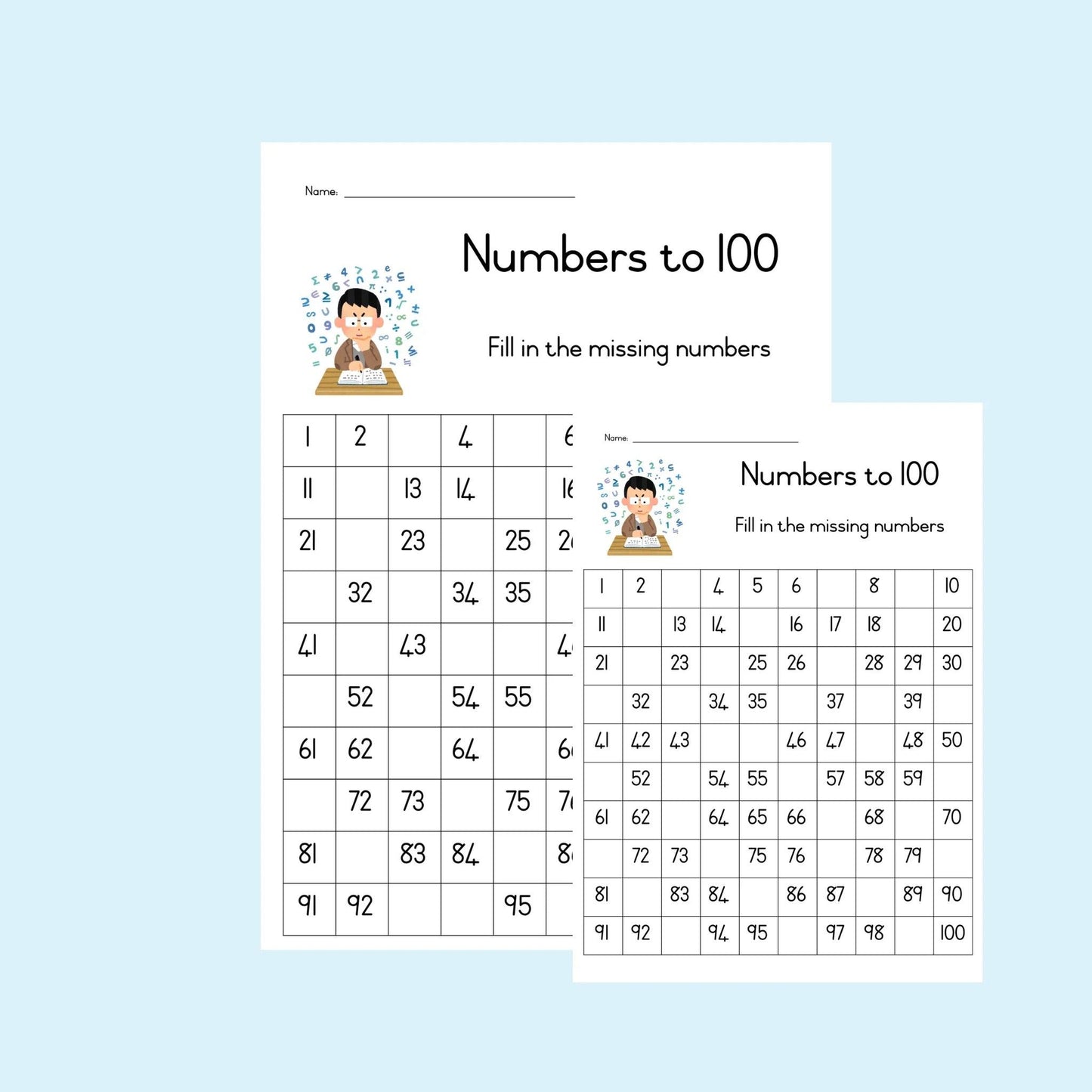 Fill in the missing number - English and Afrikaans