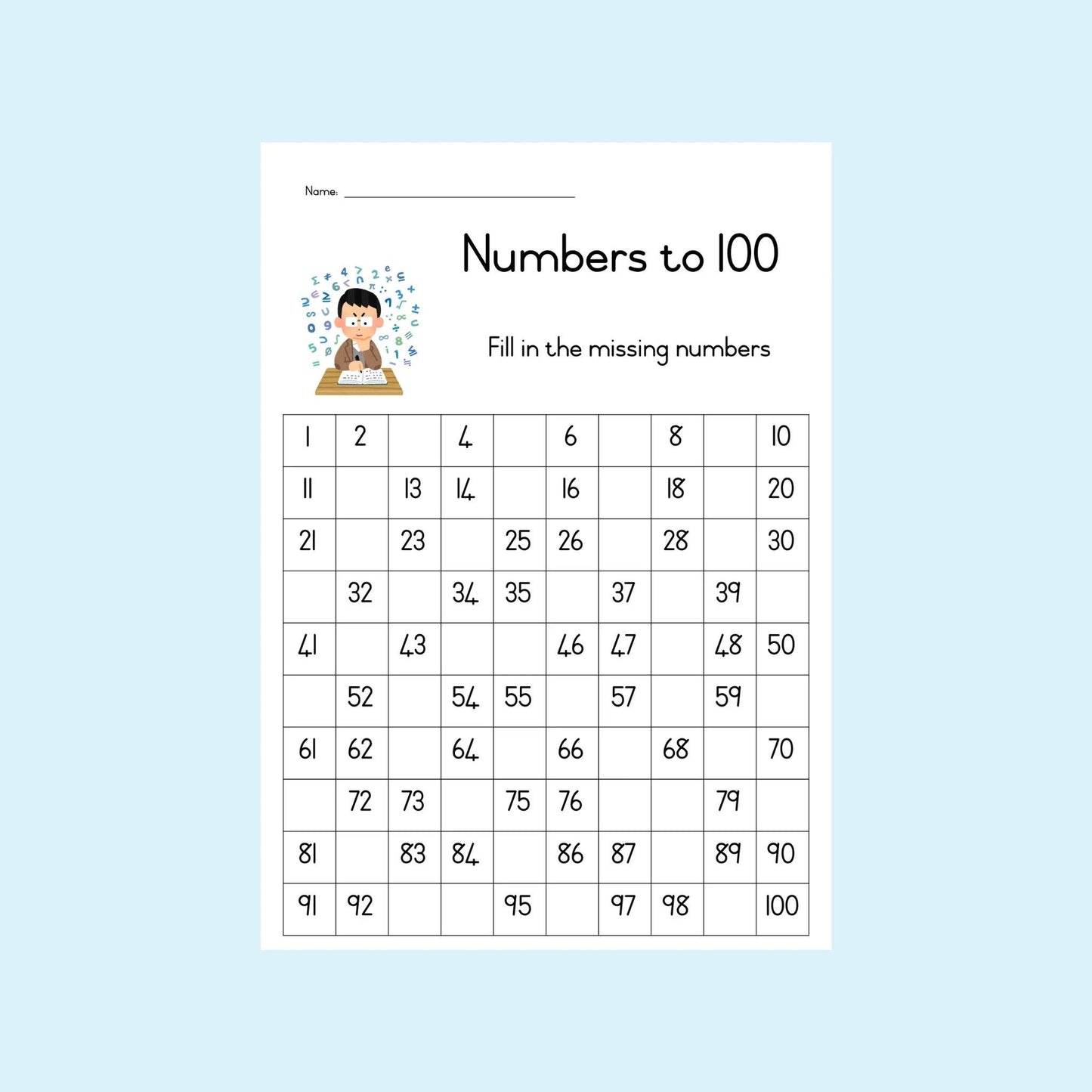 Fill in the missing number - English and Afrikaans