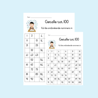 Fill in the missing number - English and Afrikaans