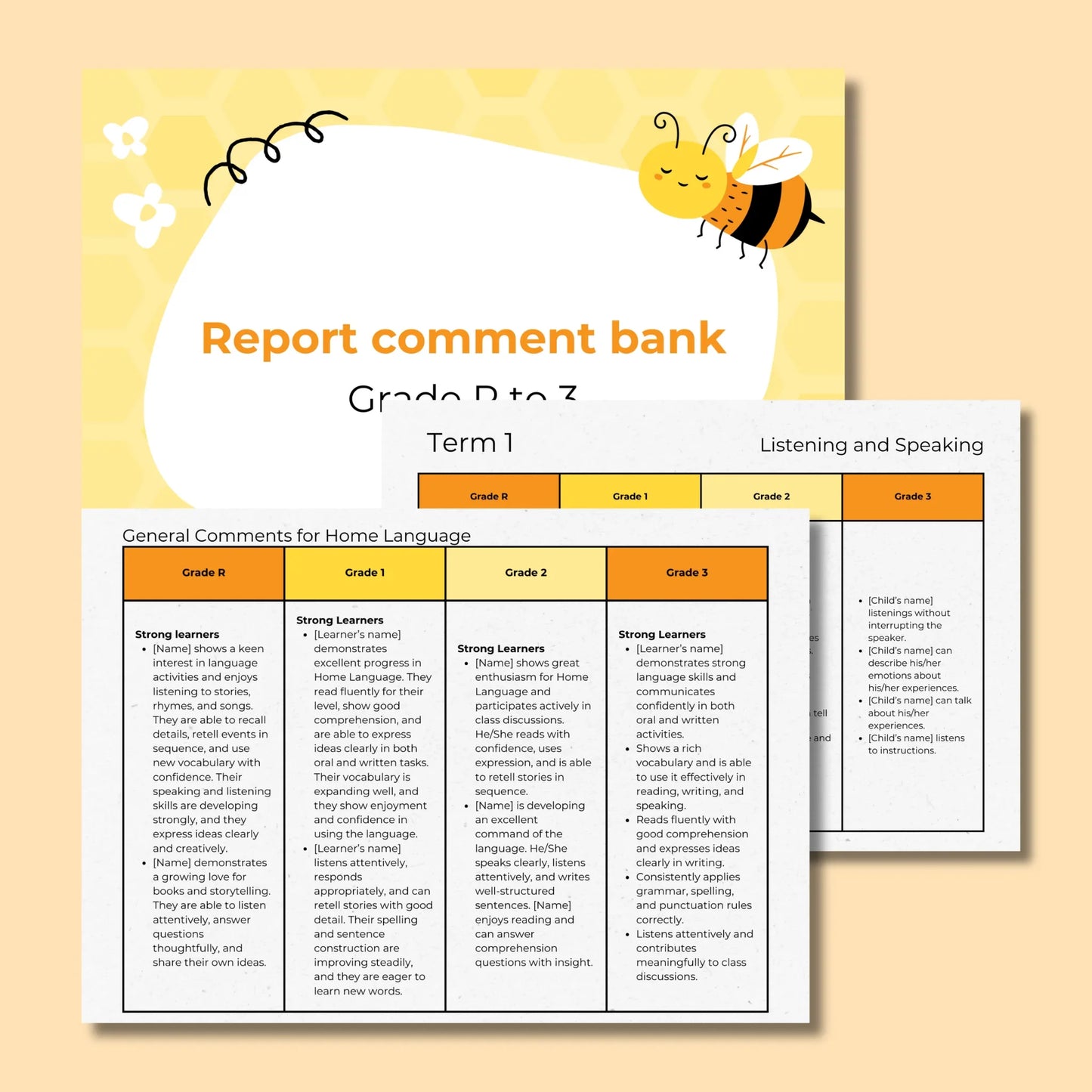 Report comments Grade R to 3