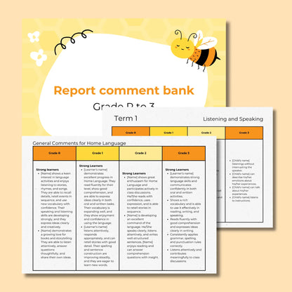 Report comments Grade R to 3