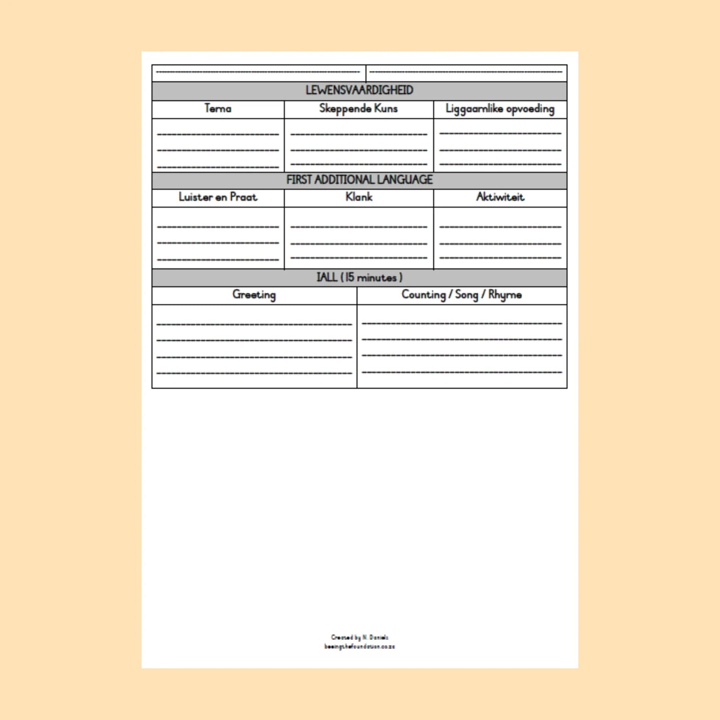 DAAGLIKSE BEPLANNER (SKILPAD)