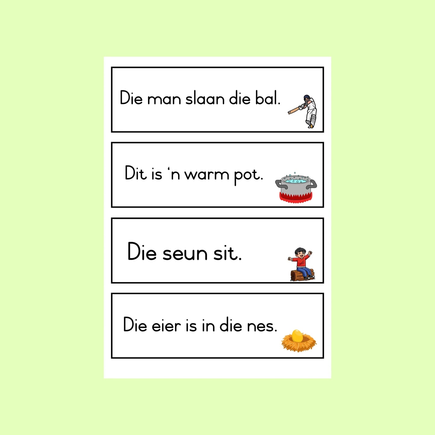 CVC Sentences Afrikaans