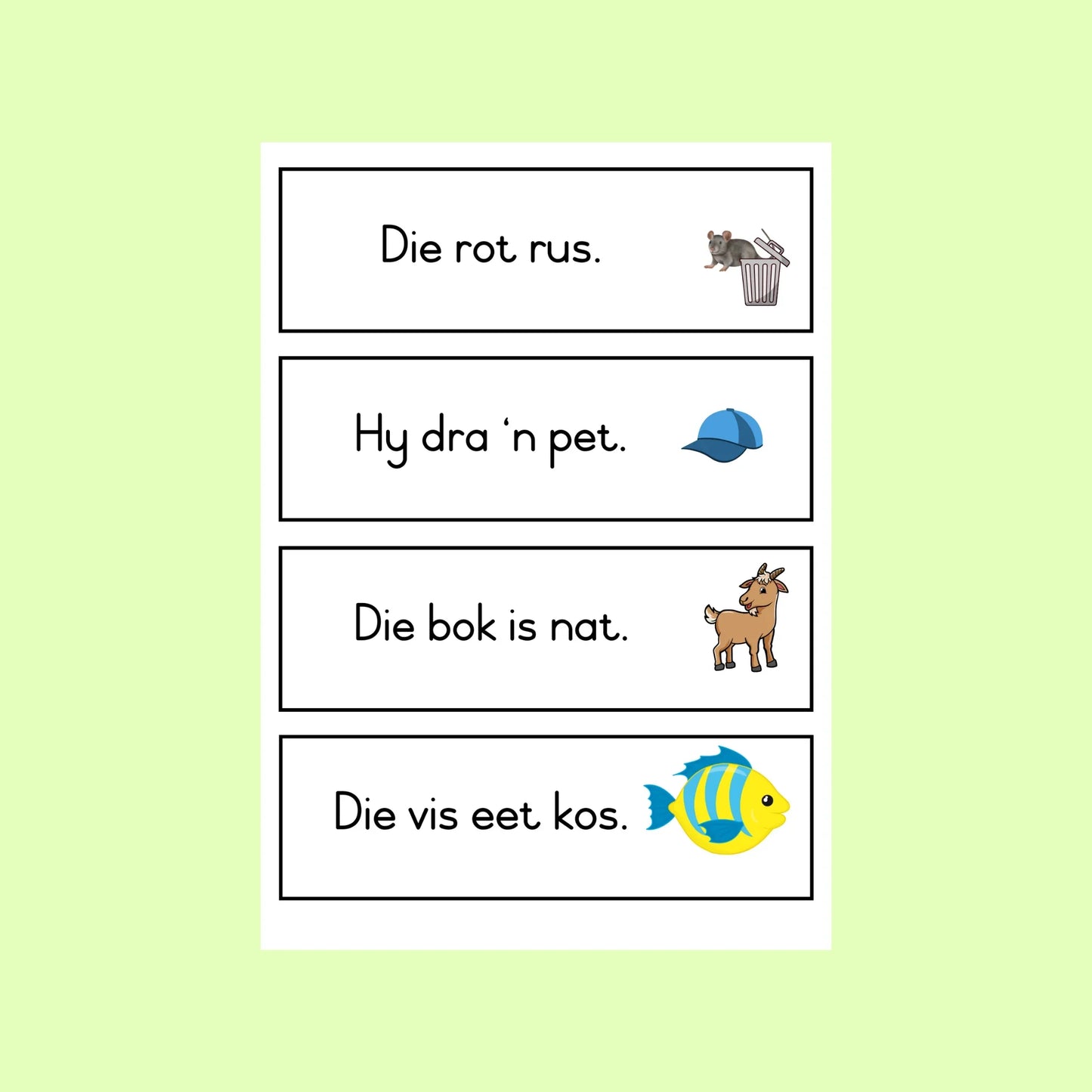 CVC Sentences Afrikaans