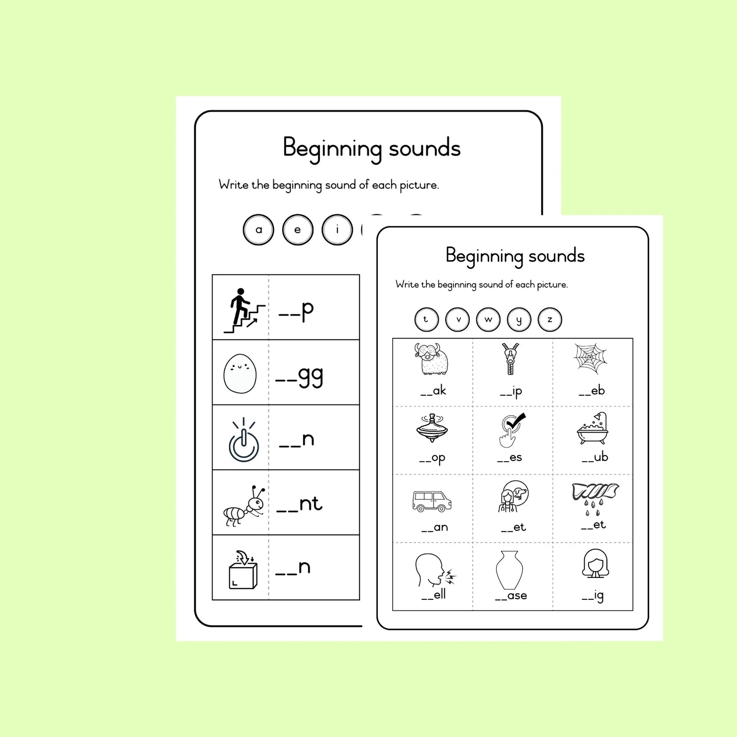 Beginning Sounds Worksheet